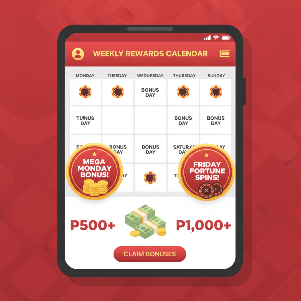 Illustration: Rouge Dynasty Reload Bonus Calendar: Weekly and Monthly Promo Schedule